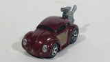 2010 Hot Wheels Volkswagen Beetle (Tooned) Metalflake Dark Red Die Cast Toy Car Vehicle