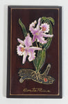 Hecho A Mano Hand Made Purple Flower Themed Costa Rica Wooden Plaque Wall Hanging Travel Souvenir Collectible