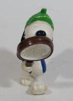 Vintage United Features Peanuts Snoopy Detective Sleuth Holding A Magnifying Glass PVC Toy Figure Made in Hong Kong