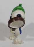 Vintage United Features Peanuts Snoopy Detective Sleuth Holding A Magnifying Glass PVC Toy Figure Made in Hong Kong