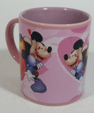 Monogram Disney Mickey Mouse and Minnie Mouse Kissing Love Themed Cartoon Characters Pink Ceramic Coffee Mug