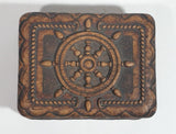 Vintage Syroco Captain Ship's Wheel Boat Brown Wood Trinket Keepsake Box Nautical Collectible