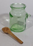 Vintage Vaseline Uranium Style Green Glass Jar With Wooden Spoon