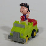 Vintage 1989 Peanuts Gang Pop Mobiles United Features Syndicate Lucy Van Pelt Green Plastic Toy Car Vehicle McDonald's Happy Meals