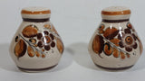 Cat Mexico Cream and Brown Floral Pattern Salt & Pepper (Both Salt) Pottery Shaker Set