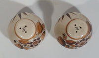 Cat Mexico Cream and Brown Floral Pattern Salt & Pepper (Both Salt) Pottery Shaker Set