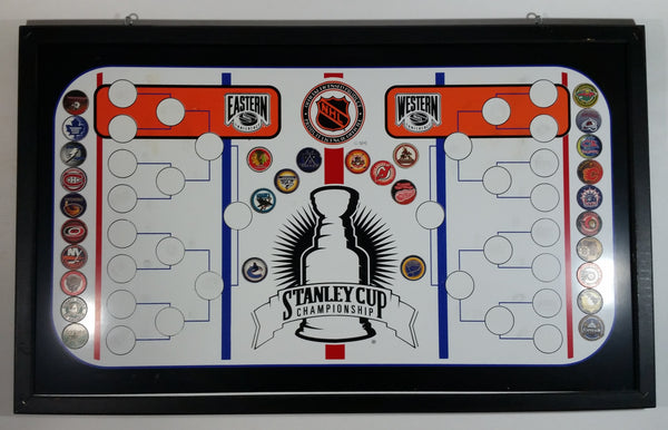 NHL Ice Hockey Stanley Cup Championships Playoffs Magnetic Framed Double Sided White Board with 30 Team Magnets 15" x 24 1/2"