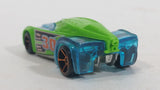 2013 Hot Wheels Triple Track Twister El Superfasto Transparent Blue and Green Plastic Body Die Cast Toy Car Vehicle