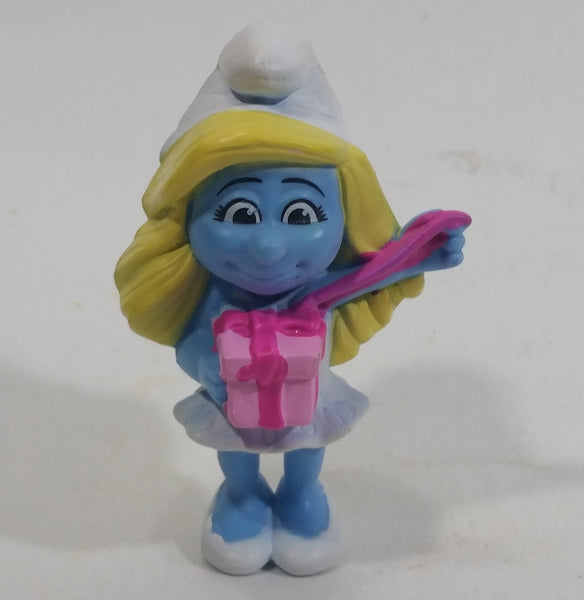 2013 Peyo "Smurfette" Smurf Holding Hand Mirror PVC Toy Figure McDonald's Happy Meal