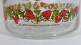 Vintage 1980 American Greetings Strawberry Shortcake's Pink Kitty Cat Pet Crawling On Strawberries 'Delicious' 7" Tall Glass Jar with Lid