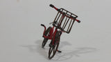 Vintage Handmade Miniature Bicycle with Basket Tin Metal Art Collectible