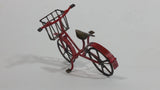 Vintage Handmade Miniature Bicycle with Basket Tin Metal Art Collectible