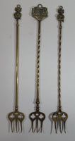 Antique Lincoln Imp Devil and Ludlow Castle 19" Solid Brass Toasting Forks Set of 3