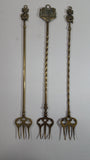 Antique Lincoln Imp Devil and Ludlow Castle 19" Solid Brass Toasting Forks Set of 3