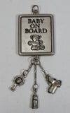 Baby On Board Metal Key Chain with Rattle, Bottle, and Angel Hanging Charms