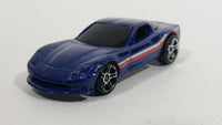 2008 Hot Wheels General Motors Chevrolet Corvette C6 Blue Die Cast Toy Car Vehicle