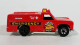 1986 Hot Wheels Workhorses Rescue Ranger Red Fire Truck Die Cast Toy Car Vehicle - Yellow lights