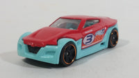 2013 Hot Wheels Track Aces Symbolic Red and Teal Light Blue Die Cast Toy Car Vehicle