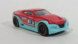 2013 Hot Wheels Track Aces Symbolic Red and Teal Light Blue Die Cast Toy Car Vehicle