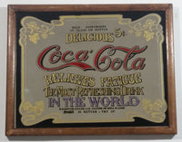 Vintage Coca-Cola Coke Delicious 5 Cents Relieves Fatigue Wood Framed Mirror Pub Lounge Wall Decor 8 1/4" x 10 1/2"