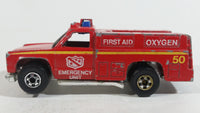 1978 Hot Wheels Emergency Squad Rescue Ranger Red Fire Truck Die Cast Toy Car Vehicle - BW - Blue Lights - Hong Kong