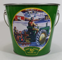 2006 John Deere Moline Illinois Winter Farm Tractor Scene 5 1/2" Tall Green Metal Pail by Edward C. Schaefer