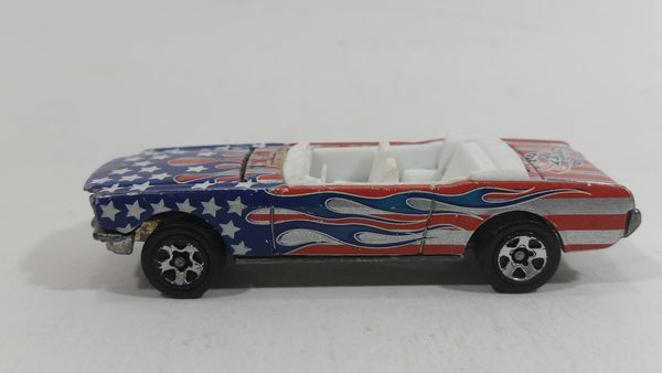 2004 Hot Wheels Star Spangled 2 '65 Mustang Convertible Stars and Stripes USA Red White and Blue Die Cast Toy Car Vehicle with Opening Hood