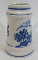 Delft Blue Style Windmill Decor Dutch Scenery with Flowers 4" Tall Ceramic Beer Stein - Unknown Maker