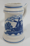 Delft Blue Style Windmill Decor Dutch Scenery with Flowers 4" Tall Ceramic Beer Stein - Unknown Maker