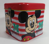 Rare Vintage 1970s Melody Disney Mickey Mouse Red and White Tin Metal Coin Bank