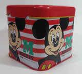 Rare Vintage 1970s Melody Disney Mickey Mouse Red and White Tin Metal Coin Bank