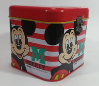 Rare Vintage 1970s Melody Disney Mickey Mouse Red and White Tin Metal Coin Bank