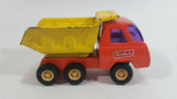 Vintage Buddy L Construction Orange and Yellow Dump Truck Pressed Steel Toy Car Vehicle - Missing front grill