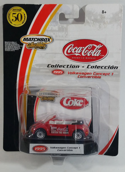 2002 Matchbox 50th Anniversary Coca-Cola Coke 1995 Volkswagen Concept 1 Convertible Red Die Cast Toy Car Vehicle New in Package