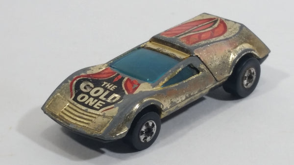 1977 Hot Wheels Buzz-Off The Gold One Gold Chrome Die Cast Toy Car Vehicle with Opening Rear Hood