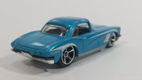 2013 Hot Wheels Showroom Corvette 60th 1962 Corvette Metalflake Aqua Blue Green Die Cast Toy Classic Car Vehicle