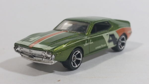 2010 Hot Wheels Muscle Mania AMC Javelin AMX Dark Lime Green Die Cast Toy Muscle Car Vehicle