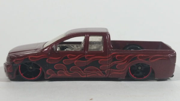 2008 Hot Wheels Nissan Titan Metalflake Burgundy Red Die Cast Toy Lowrider Truck Vehicle