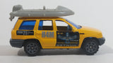 1999 Matchbox Jeep Grand Cherokee Yellow with Grey Raft Die Cast Toy Car Vehicle