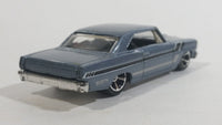 2012 Hot Wheels '66 Chevy Nova Metalflake Blue-Grey Die Cast Toy Muscle Car Vehicle