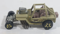 2010 Hot Wheels Race World Jungle Custom '42 Jeep CJ-2A Beige Tan Die Cast Toy Car Vehicle