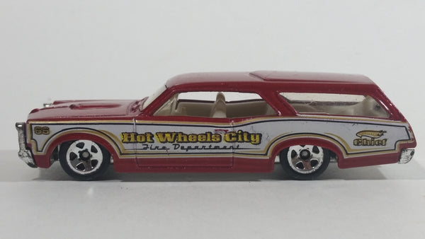 2010 Hot Wheels City Works Custom '66 GTO Wagon Fire Department Dark Red and White Die Cast Toy Car Vehicle