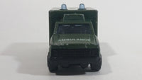 Majorette Sonic Flashers Ambulance No. 255 Military Army Green 1/60 Scale Die Cast Toy Car Vehicle - Blue Lights