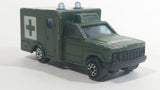 Majorette Sonic Flashers Ambulance No. 255 Military Army Green 1/60 Scale Die Cast Toy Car Vehicle - Blue Lights