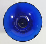 Beautiful Cobalt Blue Glass Candy or Dessert Sundae Bowl with Clear Glass Sliced Fruit Style Pedestal Base