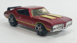 2010 Hot Wheels Hot Auction Olds 442 Metallic Red Die Cast Toy Muscle Car Vehicle