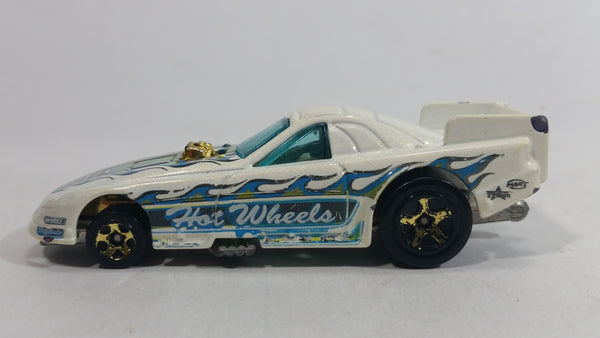 2010 Hot Wheels HW Racing Mustang Funny Car Metallic White Die Cast Toy Race Car Vehicle