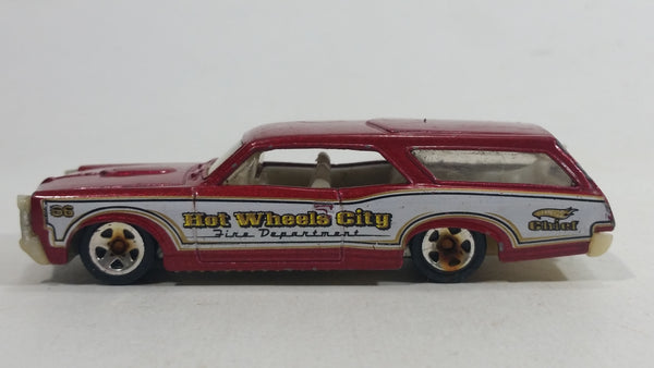 2010 Hot Wheels City Works Custom '66 GTO Wagon Fire Department Dark Red and White Die Cast Toy Car Vehicle