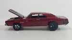 2009 Hot Wheels Muscle Mania '69 Dodge Charger Metalflake Dark Red Die Cast Toy Muscle Car Vehicle with Opening Hood