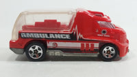 2010 Hot Wheels Rapid Response Ambulance Red Die Cast Toy Car Emergency Rescue Vehicle